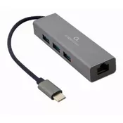 A-CMU3-LAN-01 Gembird USB-C Gigabit network adapter + 3-port USB 3.1 HUB
