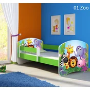Djecji krevet ACMA s motivom, bocna zelena 180x80 cm 01 Zoo