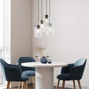 TK Lighting Viseča svetilka Molly, O 38 cm, večbarvna, kovina, steklo, 4-svetlobna. - Dnevna soba/jedilnica - Sodobni - roza, vijolična, zelena, prozorna
