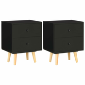 Nocni ormarici 2 kom crni 40 x 30 x 50 cm od masivne borovine