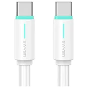 USAMS USAMS USB-C/USB-C KABEL 1M 60W ZA TELEFONE, PRENOSNIK BELA YU SERIJA SJ734, (21980414)