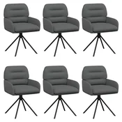 vidaXL vidaXL Vrtilne jedilne stole 6 pcs Umetno usnje Siva 59 x 59,5 x 90 cm, (5000296920)
