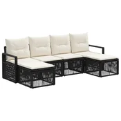 Sjedeća garnitura za vrt 6 kom. Crna poliratan 61 x 62 x 70 cm
