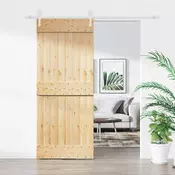 vidaXL Drsna vrata Naravna in bela 85 x 210 cm Masiven borov les