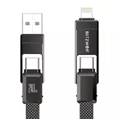 Kabel Blitzwolf BW-HDC7 4u1 USB + C + Lightning kabel 240W 1,2 m (crni)