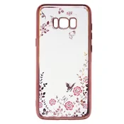 Silikonski ovitek z rožicami za Samsung Galaxy S8 plus-pink