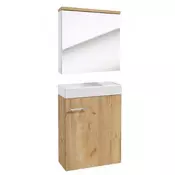 shumee Komplet kopalniške omarice z umivalnikom 50x70 + omarica z ogledalom 50x60, Verona craft hrast