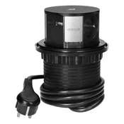 Pohištvena vtičnica ?10cm, izvlečna iz pulta, z induktivnim polnilcem, USB polnilcem in kablom 1,