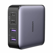 Ugreen cd327 nexode omrežni polnilec, 2x usb-c, 2x usb-a, gan, 65w (siva)