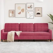 shumee vidaXL Trosed vinsko rdeč 210 cm oblazinjen z žametom