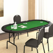 shumee Zložljiva poker miza za 10 igralcev zelena 206x106x75 cm