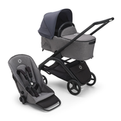 Bugaboo Dragonfly s košaro - BLACK/GREY MELANGE - STORMY BLUE