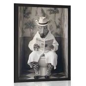 Plakat zebra s časopisom na stranišču - 40x60 silver