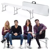 shumee Zložljiva vrtna klop za gostinstvo 180 cm Plonos bela