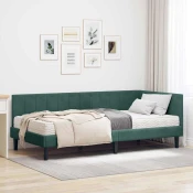Kutni krevetni okvir s madracem 2 pcs Zelena Baršun