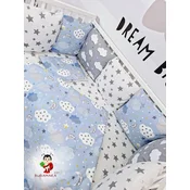 Bubamara037 Set za krevetac sa ogradicom od jastuka, Plavi