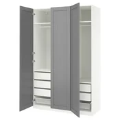 PAX/GULLABERG Garderobni sestav, bela/siva, 150x60x236 cm