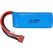 YUNIQUE GREEN-CLEAN Lipo baterija 7,4V 3000mAh 2S s T-priključkom – združljiva z Wltoys 144001 1/14 RC avtomobilom – visokozmogljiv rezervni del za radijsko vodene modele