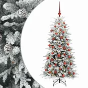 Vidaxl Umjetno božično drevo z okrasnimi kroglami 150 cm 150 LED