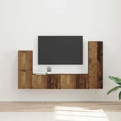 Set TV komoda Zidne 4 pcs Staro drvo Konstruirano drvo