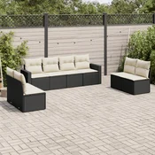 8-dijelni set vrtnih sofa od poliratana s jastucima crni Crna 66 x 62 x 69 cm