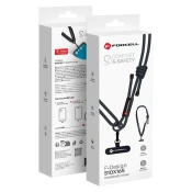 FORCELL Nastavljiv trak za mobilni telefon za nošenje prek ramena Forcell F-Design S10X165 (največ 82,5 cm v zanki), črn