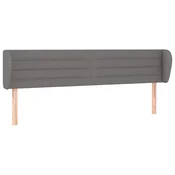 Vidaxl Vzglavje z ušesi temno sivo 203x23x78/88 cm blago