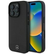 Maska Mercedes MEHMP16L23RBARK iPhone 16 Pro 6,3 crni tvrdi kucište s teksturiranom i glatkom kožom MagSafe (MEHMP16L23RBARK)