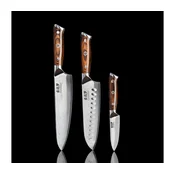 Gudaro-KOMPLET Kuharski nož FENG+Santoku kuhinjski nož+ damaskovski kuhinjski nož