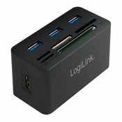 LogiLink USB 3.0 Hub with All-in-One Card Reader - hub - 3 ports