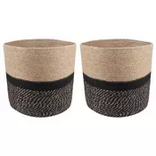 Set saksija za biljke 2 pcs Prirodna i crna O 28 x 28 cm