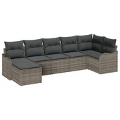 Sjedeća garnitura za vrt 7 kom. Siva poliratan 287,5 x 122,5 x 69 cm