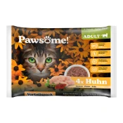 Pawsome! Mokra mačja hrana Adult - piščanec - 4 x 85 g
