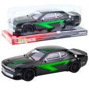 slomart LEAN TOYS Športni avto z zadnjim pogonom (črn z zelenimi črtami)
