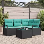 vidaXL vidaXL Kavčna garnitura z blazino 5 pcs Črna poli ratan, (5000153606)