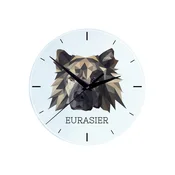 Eurasier, Eurasian - geometrijska stenska ura s fotografijo in napisom