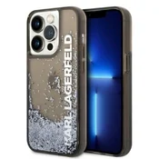 Karl Lagerfeld ovitek Liquid Glitter Elong za iPhone 14 Pro, črn