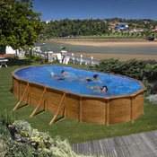 Montažni bazen GRE 7.3m x 3.75m x 1.2m ovalni u boji drveta