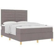 Vidaxl Postelja z vzmetnico z vzmetnico Taupe 160 x 200 cm blago