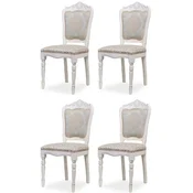 Casa Padrino luxury baroque dining chair set of 4 silver/beige/white H. 104 cm - Baroque dining room furniture