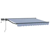 Vidaxl Ročno senčilo s LED-ji Modra, Bela, Antracit 3,5 x 2,5 m