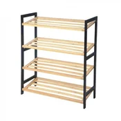 Polica za obuću Bamboo, 4 nivoa, Bela