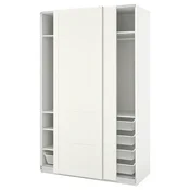PAX/BERGSBO Garderobna omara z drsnimi vrati, bela/bela, 150x66x236 cm