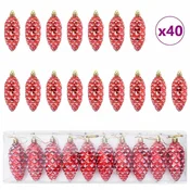 Božicna kuglica s cetinicom 40 pcs Crvena Plastika