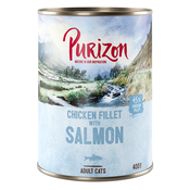 10 + 2 gratis! Purizon Adult 12 x 200 g/400 g bez žitarica - Pileći file s lososom (12 x 400 g)