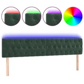 Vidaxl LED posteljno vzglavje temno zeleno 180x7x78/88 cm žamet