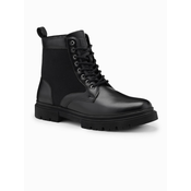 Ombre Mens eco leather shoes with insulated high upper - black