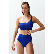 Trendyol Saxe Blue One-Shoulder High Waist Regular Bikini Set