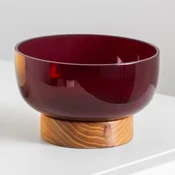 Artemide Bonta skleda, rdeča, O 18 cm, steklo, les - Dnevna soba/jedilnica - Dizajn - rdeč, temen les