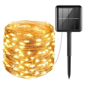 KJB Solarna LED svetlobna veriga, 12 m, 100 LED, topla bela svetloba